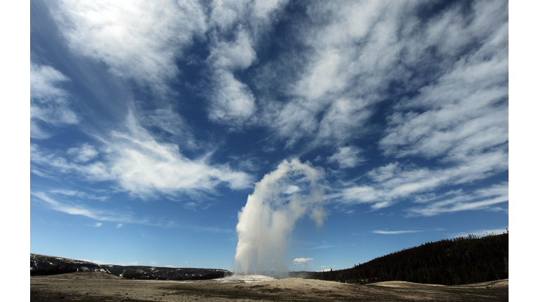 View of the 'Old Faithful' geyser which