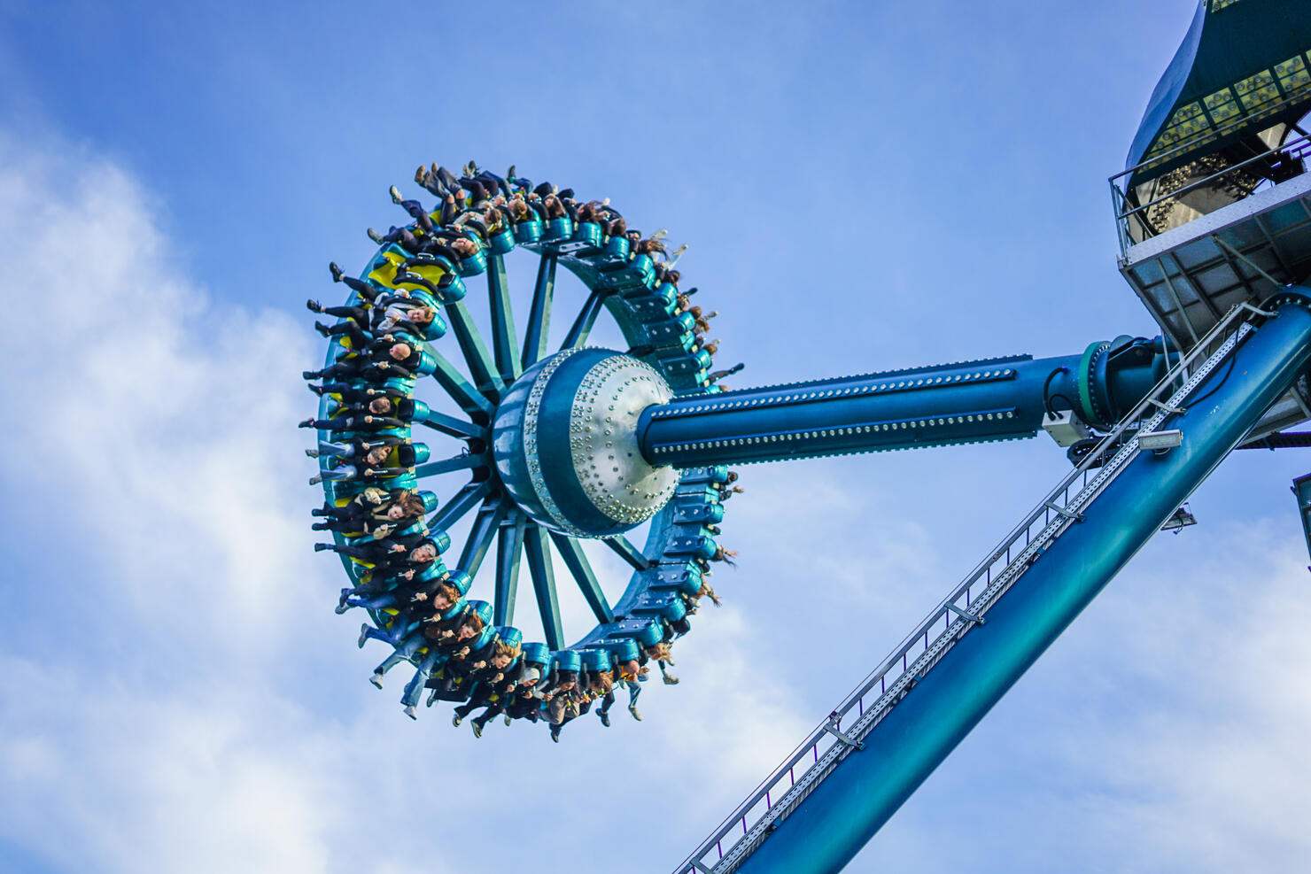 Thrill Ride in Action: Amusement Park Pendulum