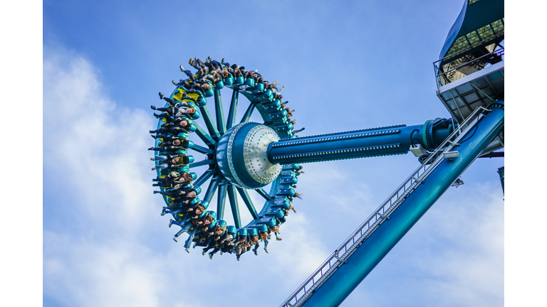 Thrill Ride in Action: Amusement Park Pendulum