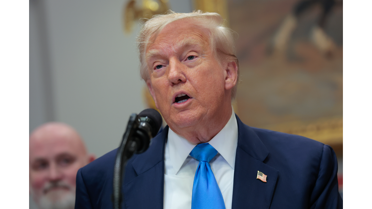 President Trump Signs Congressional Bill In Roosevelt Room Of The White House