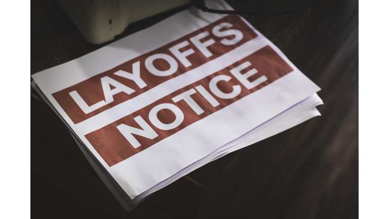 Closeup shot of printed Layoff Notice.