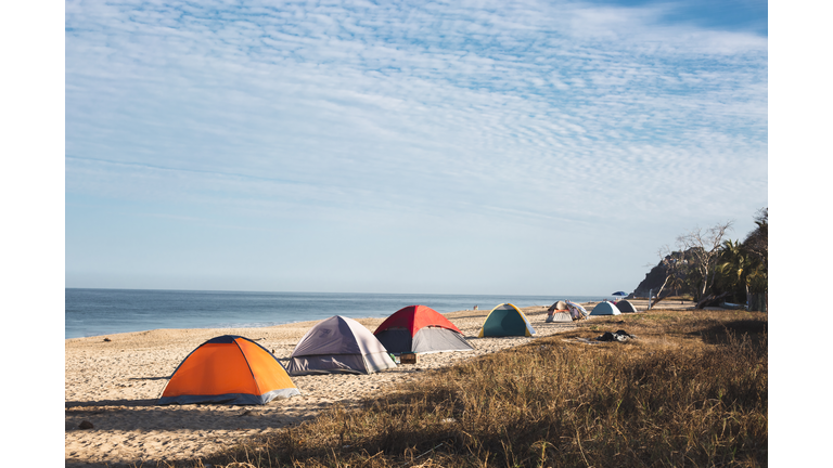 Tents on San Francisco beach, Nayarit, Mexico