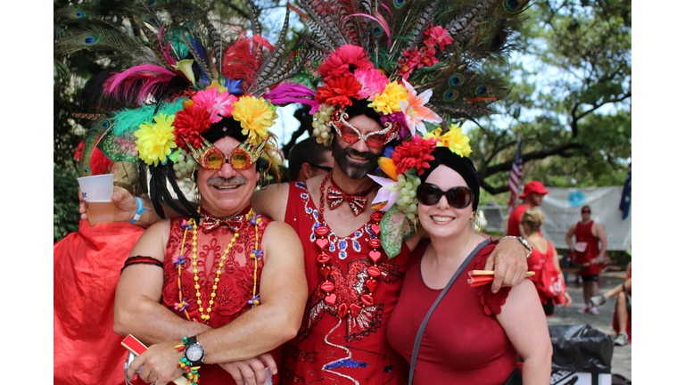 Participants of the Red Dress Run in Carnival-Type Clothing