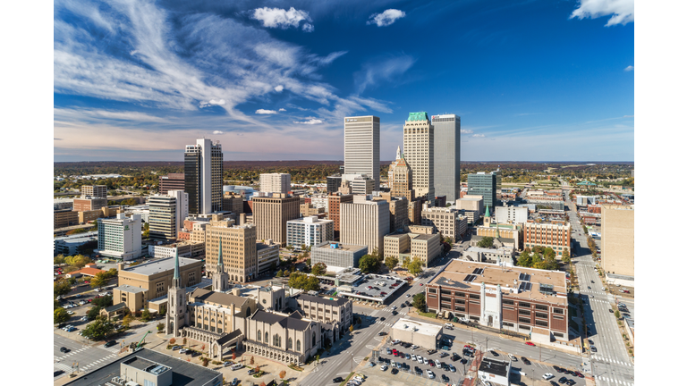 Tulsa Skyline Aerial With Cloudscape