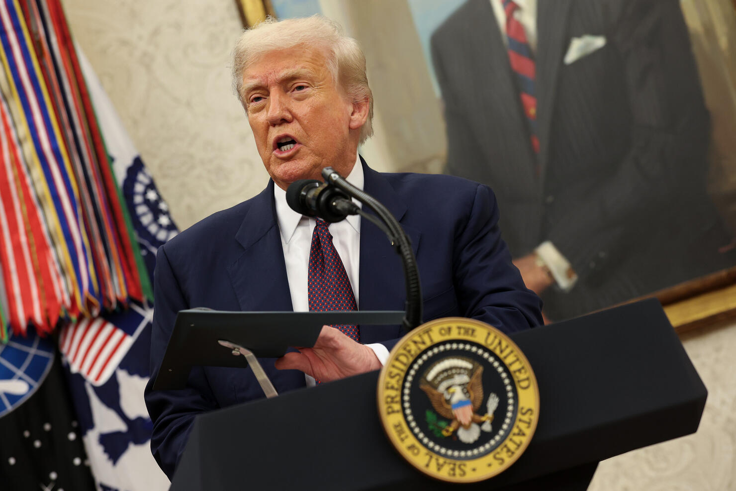 President Trump Makes An Announcement In The Oval Office