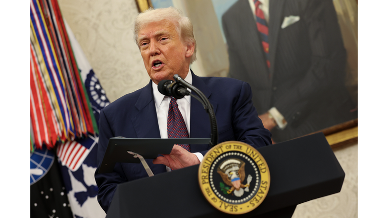 President Trump Makes An Announcement In The Oval Office