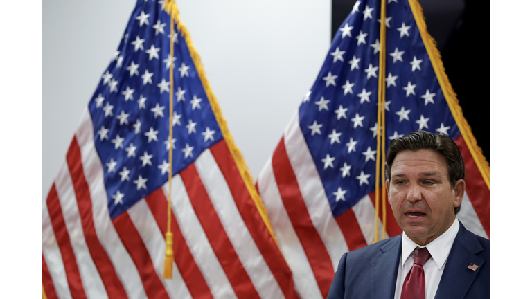 Florida Governor Ron DeSantis Holds A News Conference In Miami