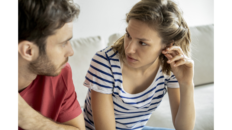 Young couple talking with each other