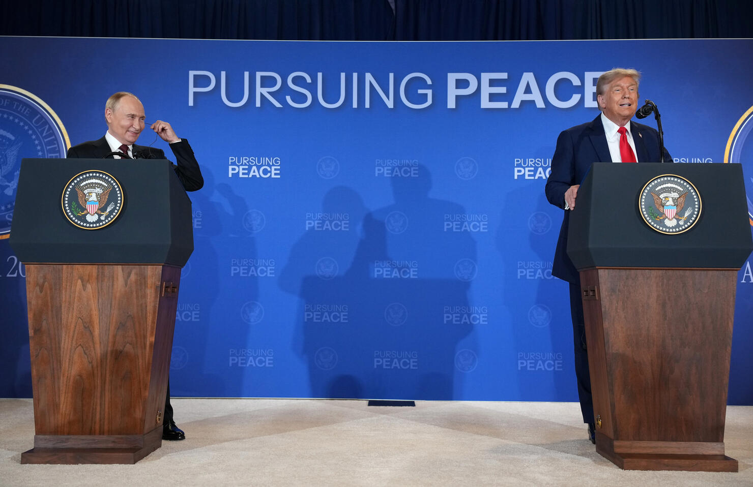U.S. President Trump And Russian  President Putin Meet On War In Ukraine At U.S. Air Base In Alaska