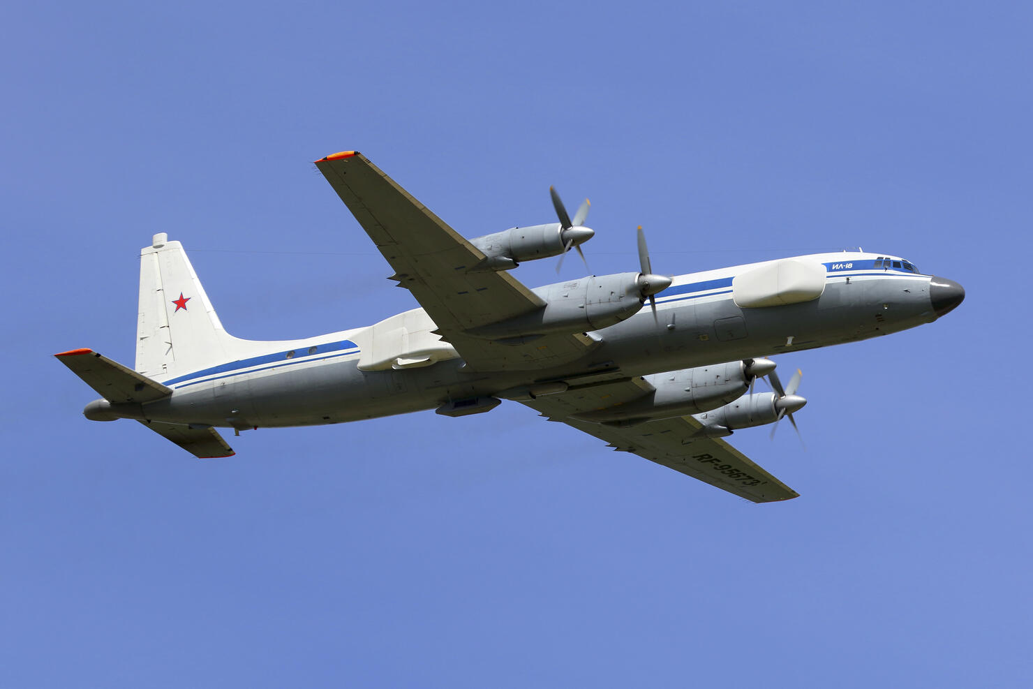 IL-20PP reconnaissance aircraft of the Russian Air Force in flight.