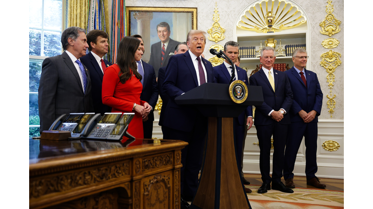 President Trump Makes Announcement In The Oval Office Of The White House