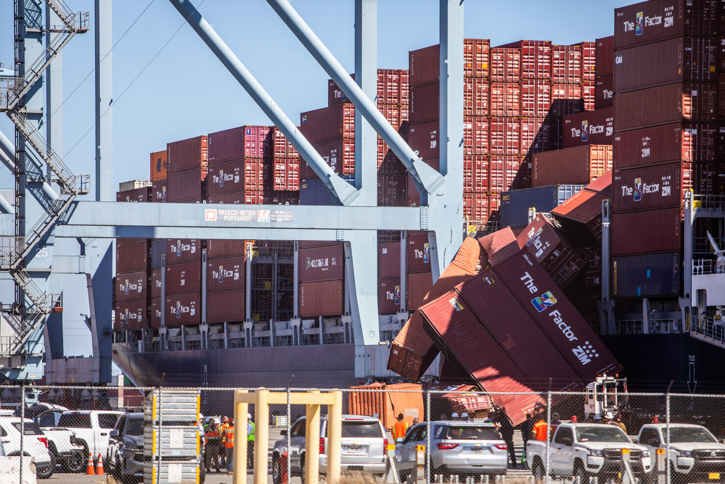 Multiple Shipping Containers Fall Off Ship At Port Of Long Beach