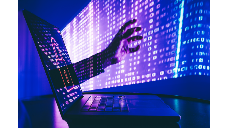Protect your cyber identity. Cyber ​​attack, system hacking and malware concept.
