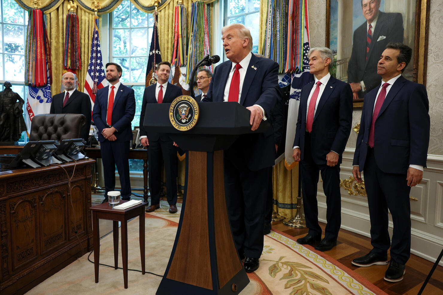 President Trump Delivers An Announcement From The Oval Office
