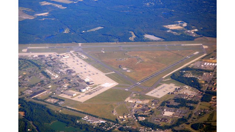 Aerial view of an airport