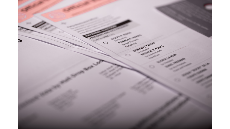 Filling out a ballot form to vote for an election during 2020