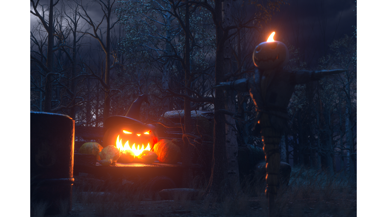 Halloween pumpkin and scarecrow old backgrounds
