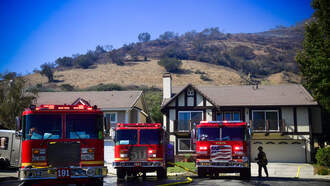 Halloween decorations that look like fire in the windows, too realistic?