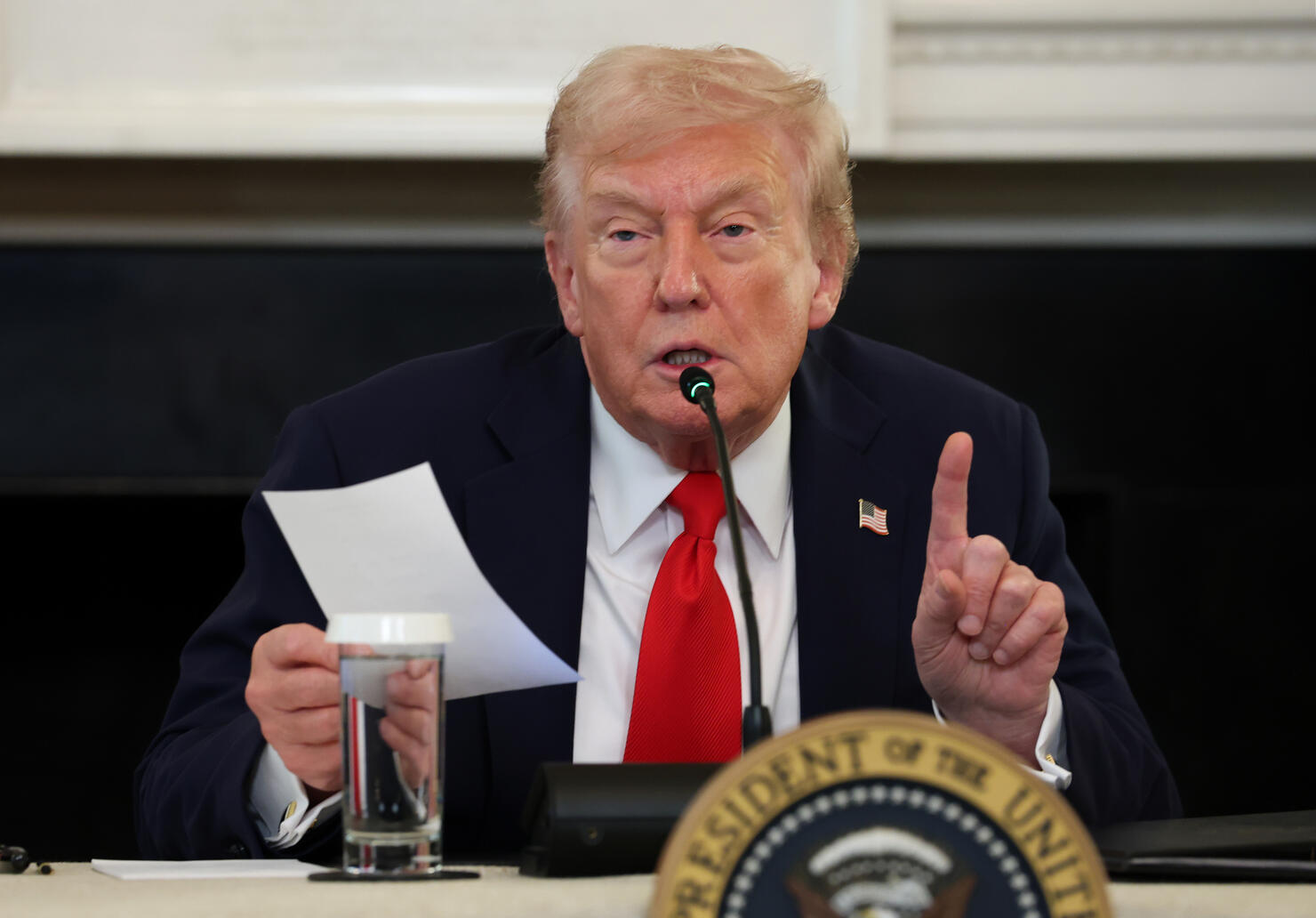 President Trump Holds Roundtable Discussion At The White House On Antifa
