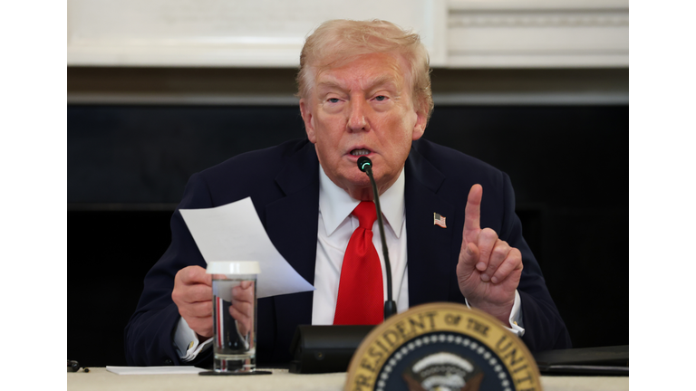 President Trump Holds Roundtable Discussion At The White House On Antifa