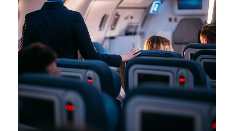 Flight attendant on duty