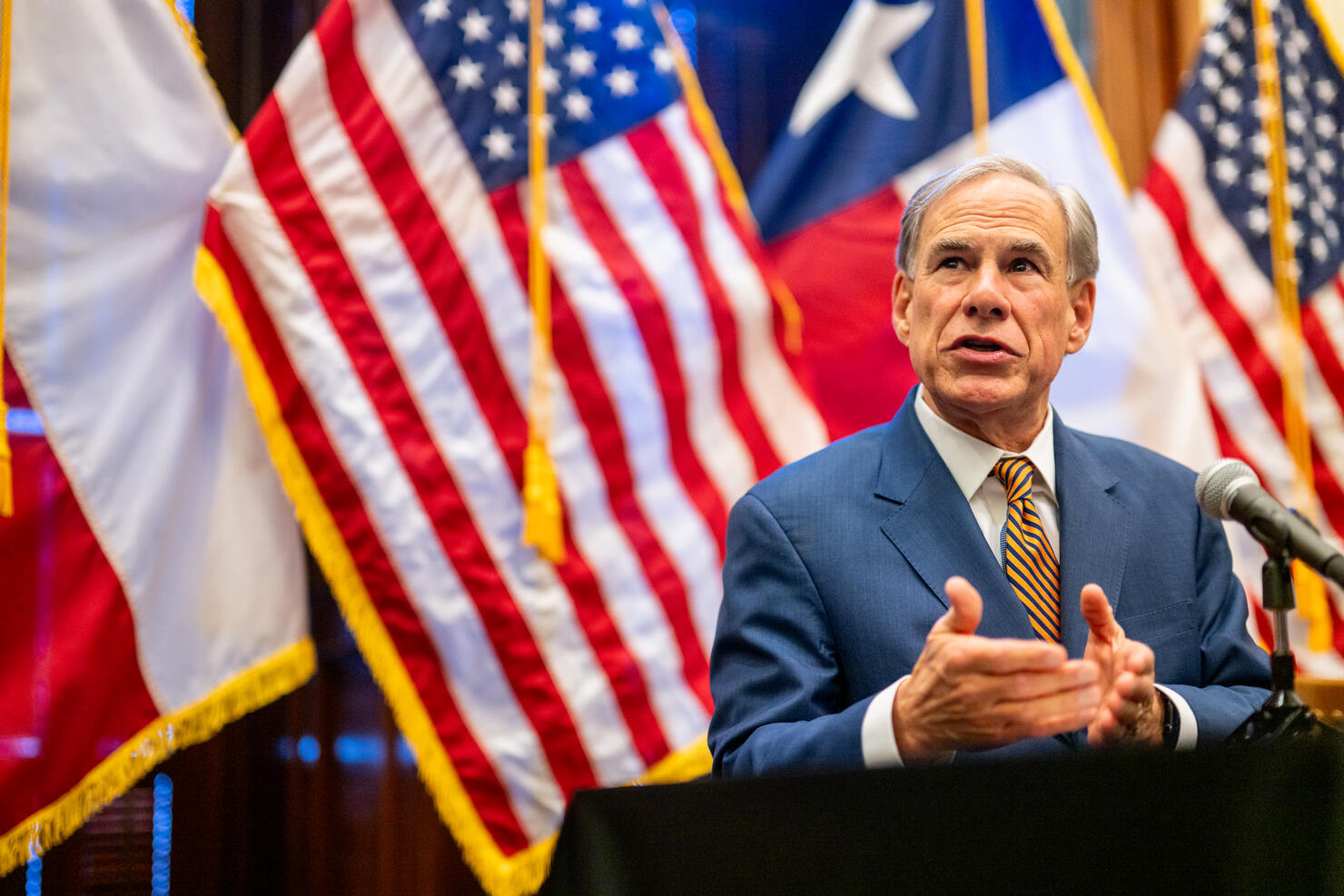 Texas Governor Greg Abbott Holds Press Conference With Agriculture Secretary Brooke Rollins