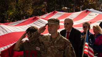 Elaborate, Beautiful Veterans' Flag Display, Ceremony Today 