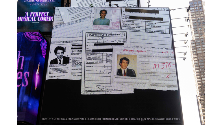 Billboard in Times Square Calls For Release Of Epstein Files