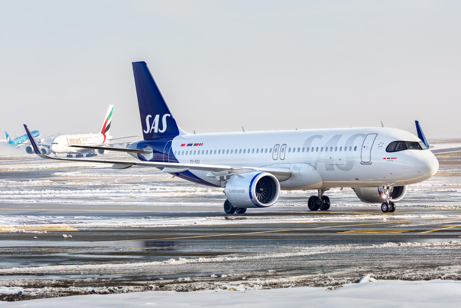 SAS Airbus A320 Neo holding at Paris Roissy Charles de Gaulle airport