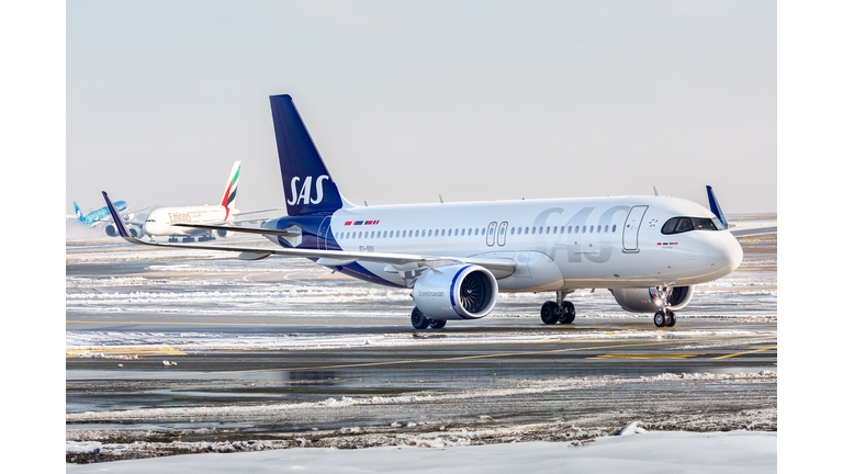 SAS Airbus A320 Neo holding at Paris Roissy Charles de Gaulle airport