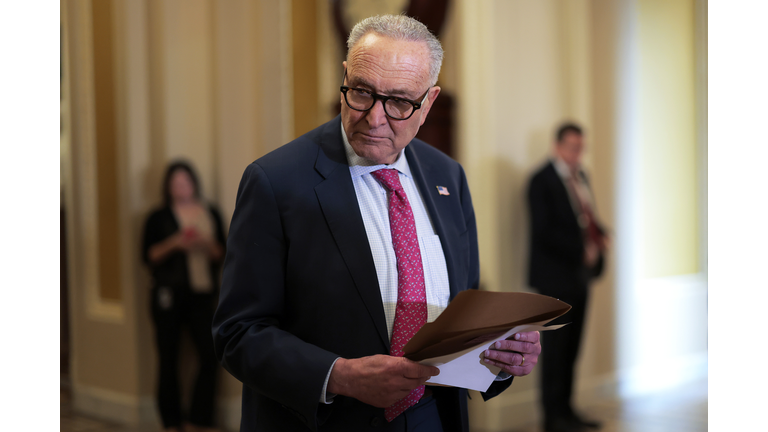 Senators Speak To The Press After Meeting For Weekly Policy Luncheons On Capitol Hill