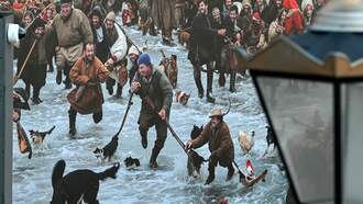 Town's Christmas Mural Generated By AI, Looks Like A Horror Movie Scene