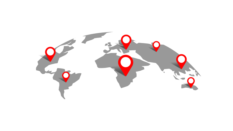 Location pins map on Planet Earth icon vecter