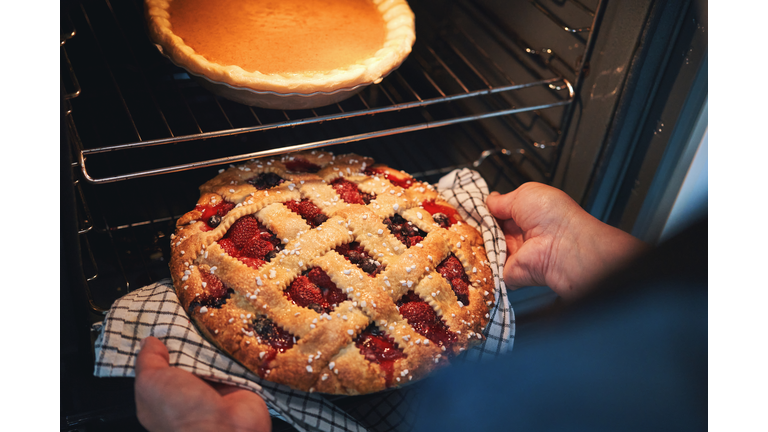 Baking Berry Pie in the Oven