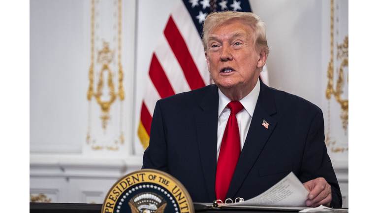 President Trump Addresses U.S. Troops On Thanksgiving From Mar-A-Lago