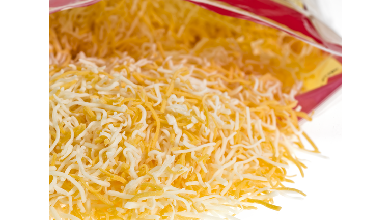 Mixed Shredded Cheese Coming out of the Bag