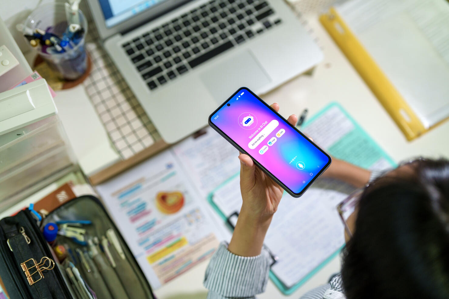 Student Using AI Chatbot While Studying