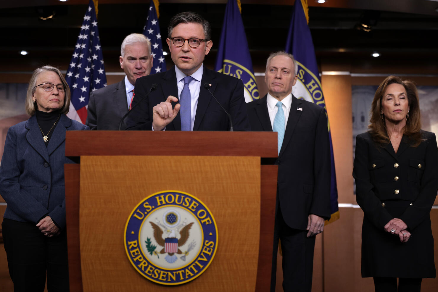 Speaker Johnson Speaks To The Press Following GOP Caucus Meeting