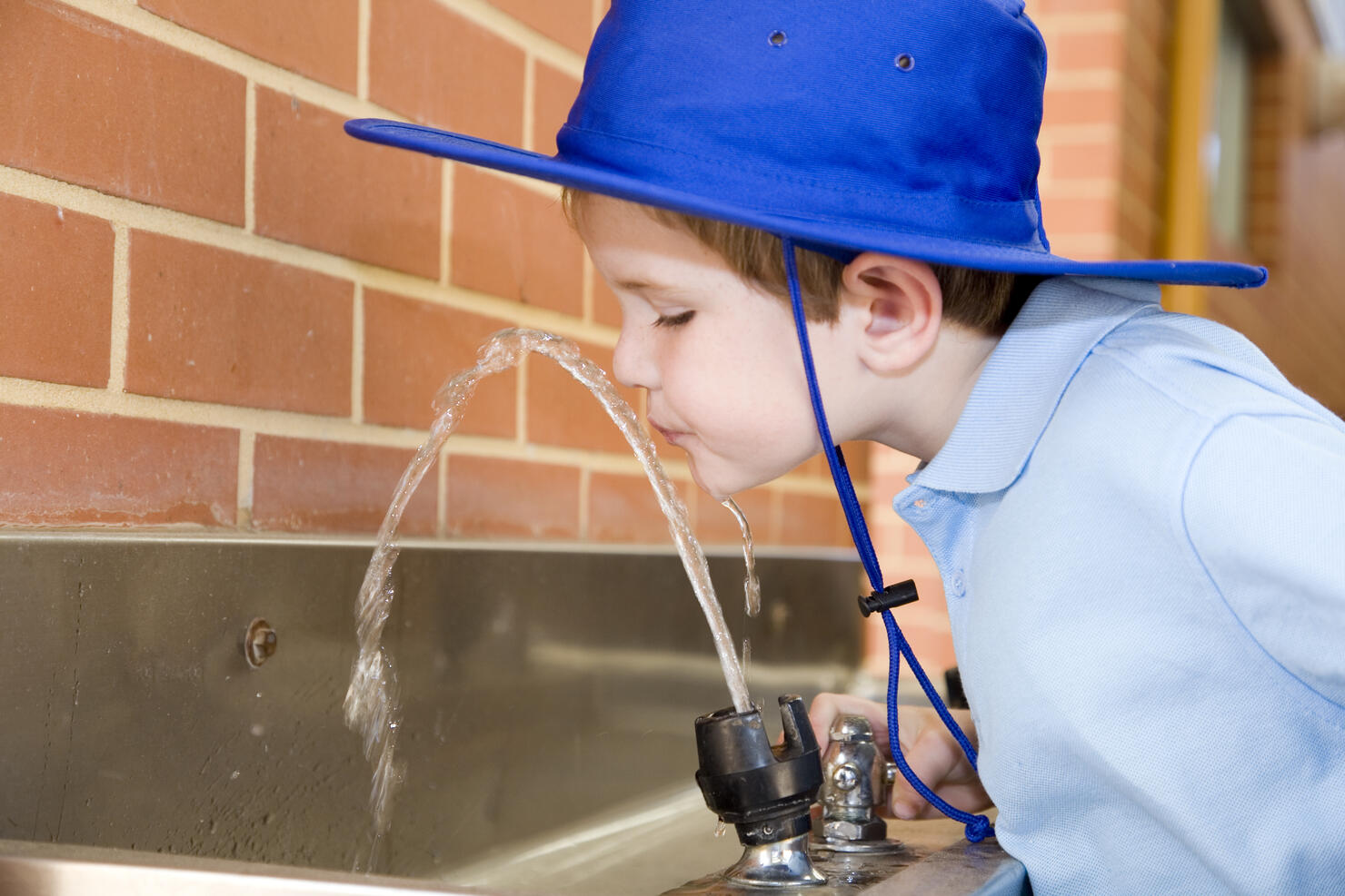 Drink Fountain School Boy