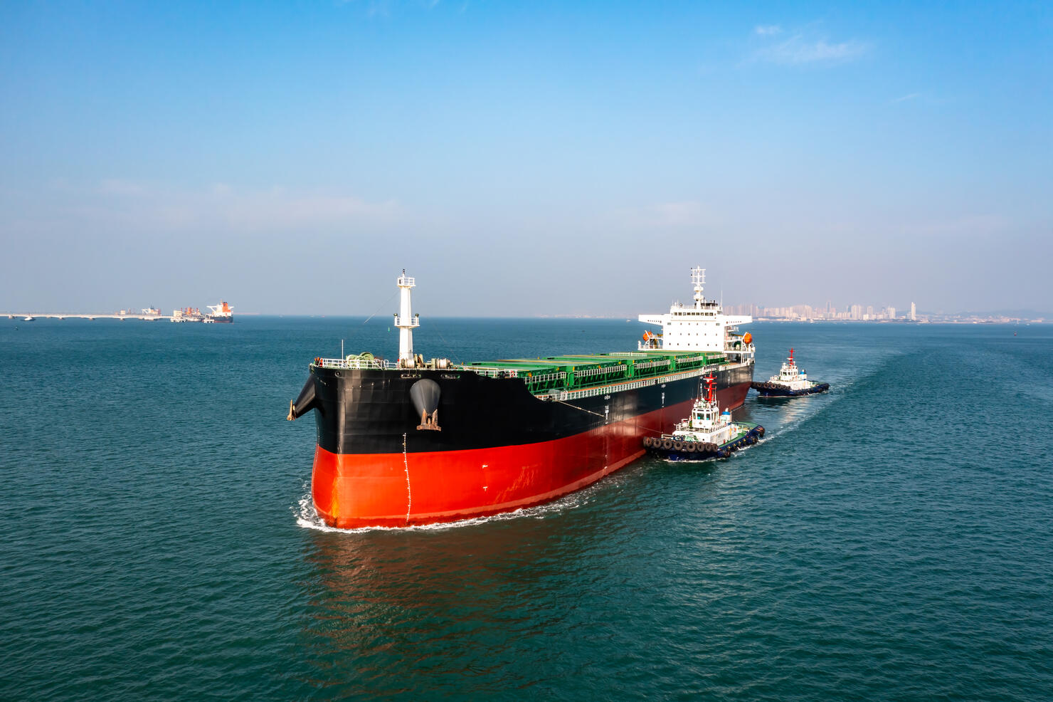 An oil tanker at sea