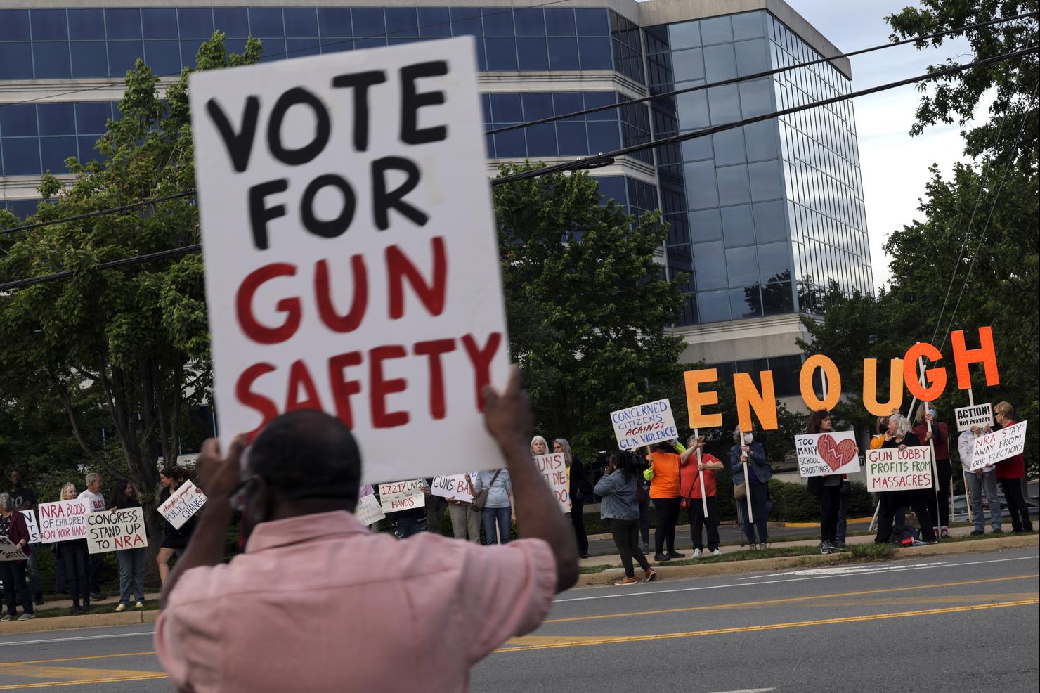 Vigil Held For Uvalde Shooting Victims Outside NRA Headquarters In Virginia