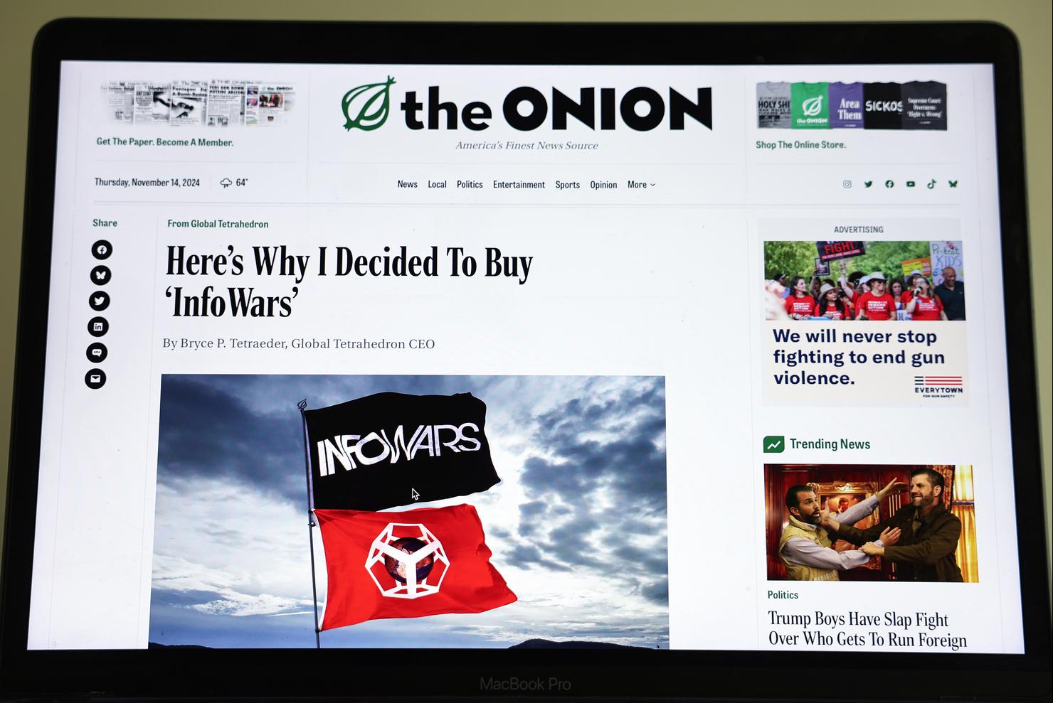 Satirical News Site The Onion Purchases Alex Jones's Infowars