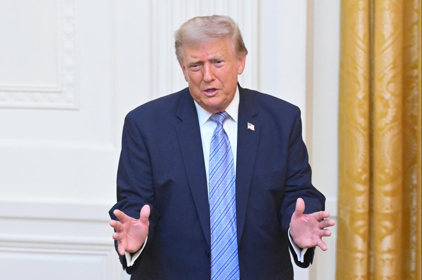 President Trump Addresses The Nation From The East Room Of The White House