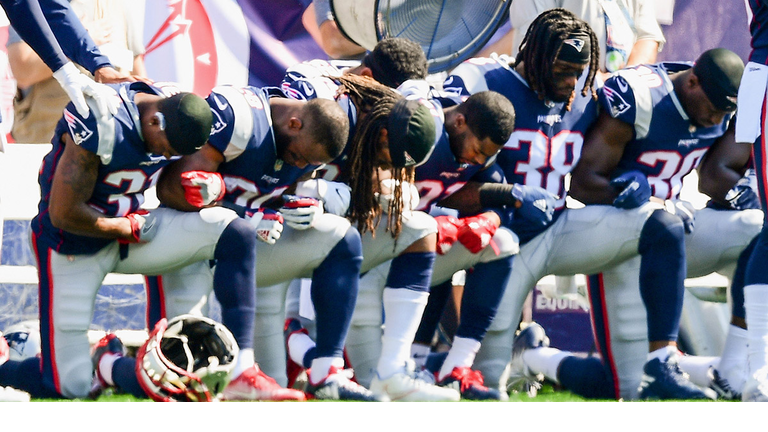 new england patriots players kneeling kneel national anthem nfl football