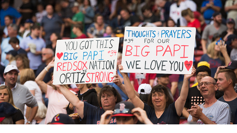 David Ortiz Shot Get Well Soon Signs Red Sox Game