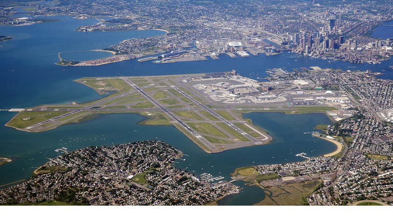 Logan Airport aerial view boston