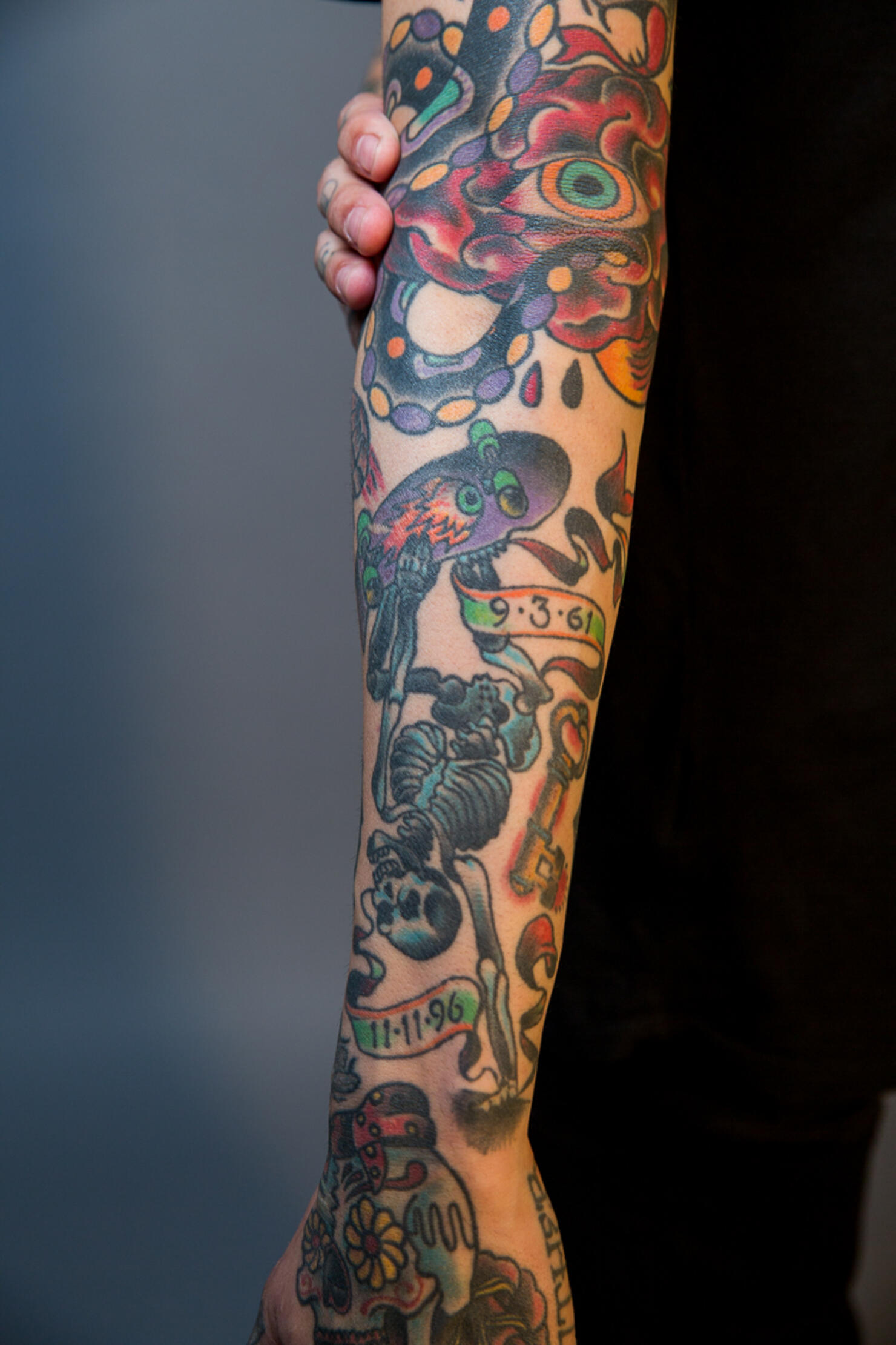 Skeleton Skateboard Arm Tattoo