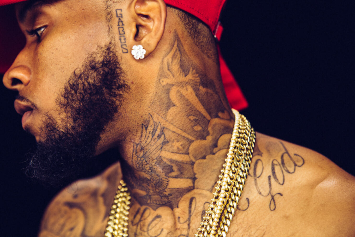 Clouds, Music Notes, Dove, Star and Heart Neck Tattoo