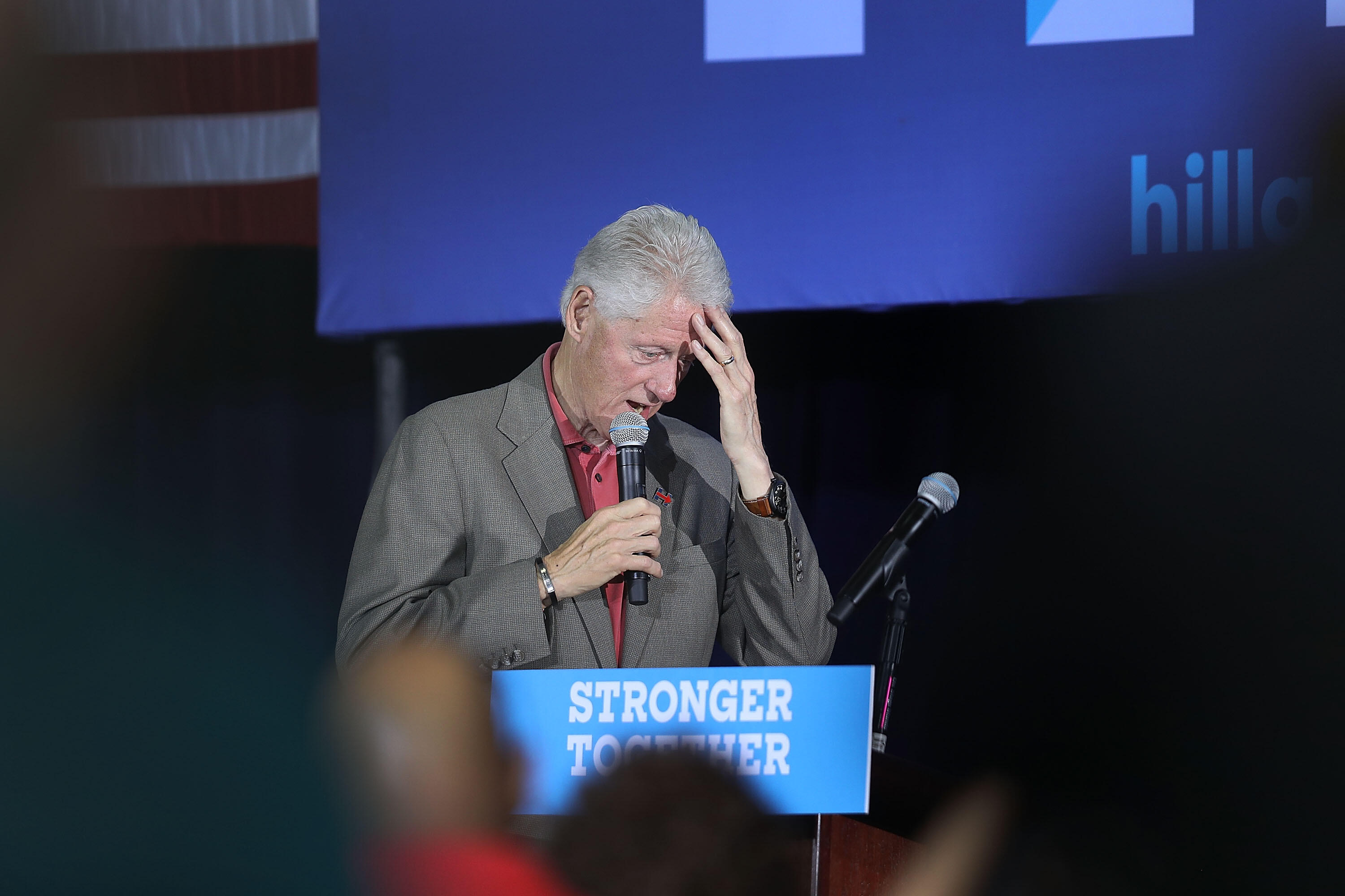 Fromer president Bill Clinton speaks during a rally at the Florida City Youth Activity Center to encourage voters to cast a ballot for his wife Democratic presidential candidate Hillary Clinton on November 1, 2016 in Florida City, Florida. Voters have already cast their ballots in early voting ahead of the general election on Tuesday Nov. 8th.