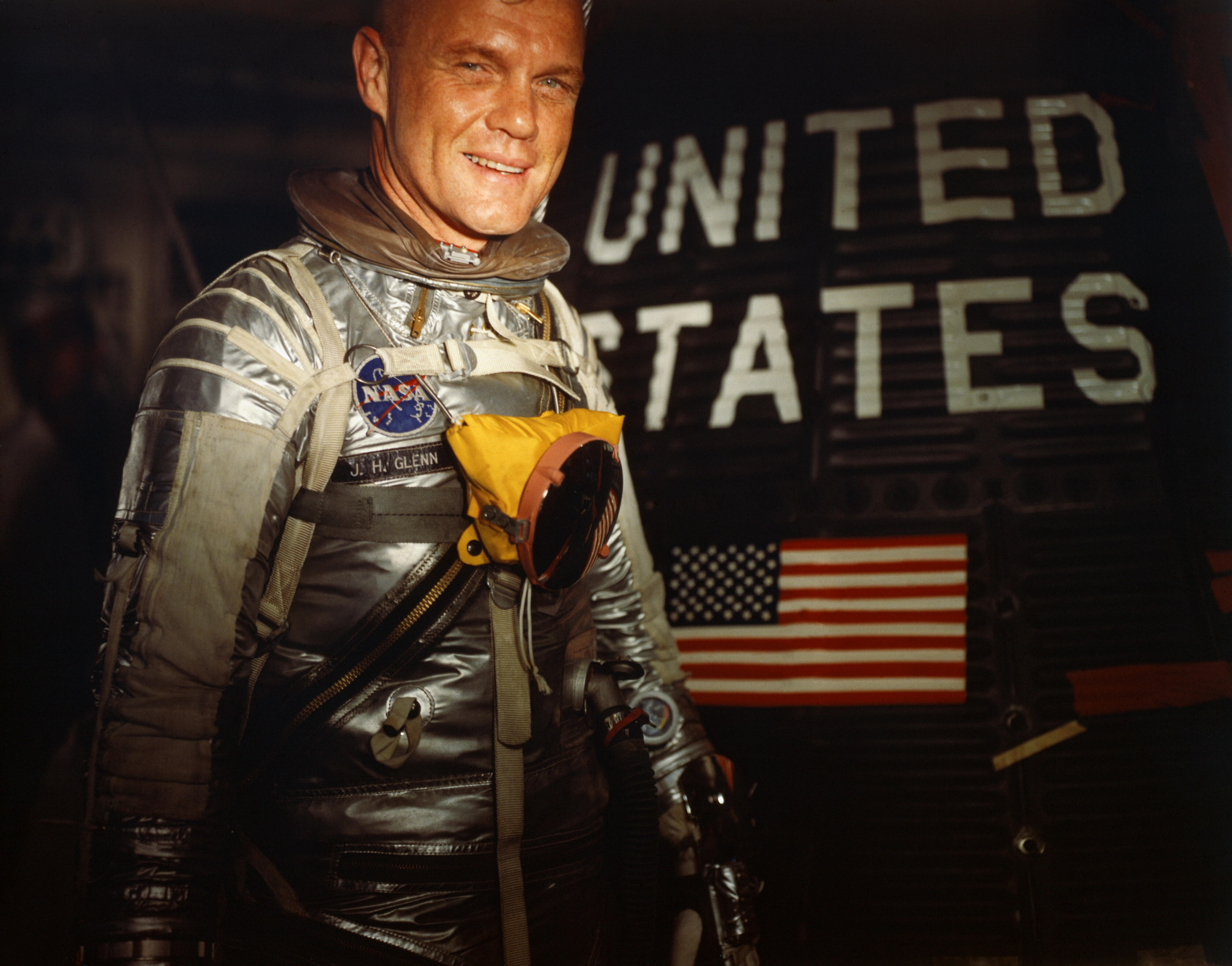 (Original Caption) Cape Canaveral, Fla.: Lt. Col. John H. Glenn, Jr. enters his Mercury 7 for a test.